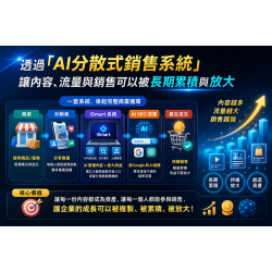 iSmart|AI商業應用平台整體戰略 透過「AI分散式銷售系統」,讓內容、流量與銷售可以被長期累積與放大 iSmart|AI商業應用平台整體戰略 透過「AI分散式銷售系統」,讓內容、流量與銷售可以被長期累積與放大