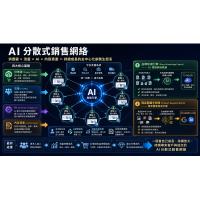 AI 分散式銷售網絡 品牌認知累積 × AI推薦放大 × 長期流量資產 AI 分散式銷售網絡 品牌認知累積 × AI推薦放大 × 長期流量資產
